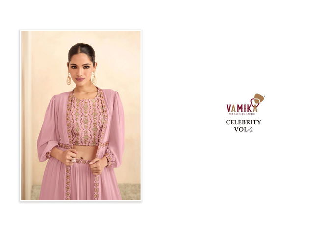 Celebrity Vol 2 By Vamika Party Wear Indo Western Lehenga Wholesale Market In Surat